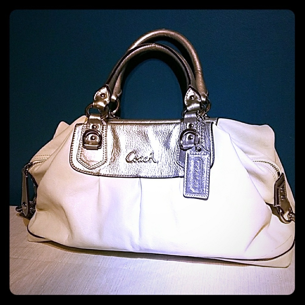 White Coach Ashley Leather Satchel